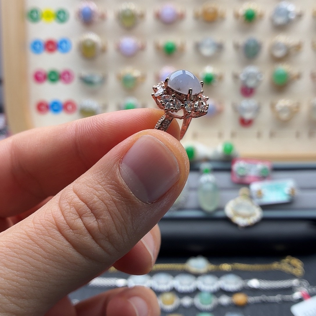 翡翠银S925镶嵌戒指