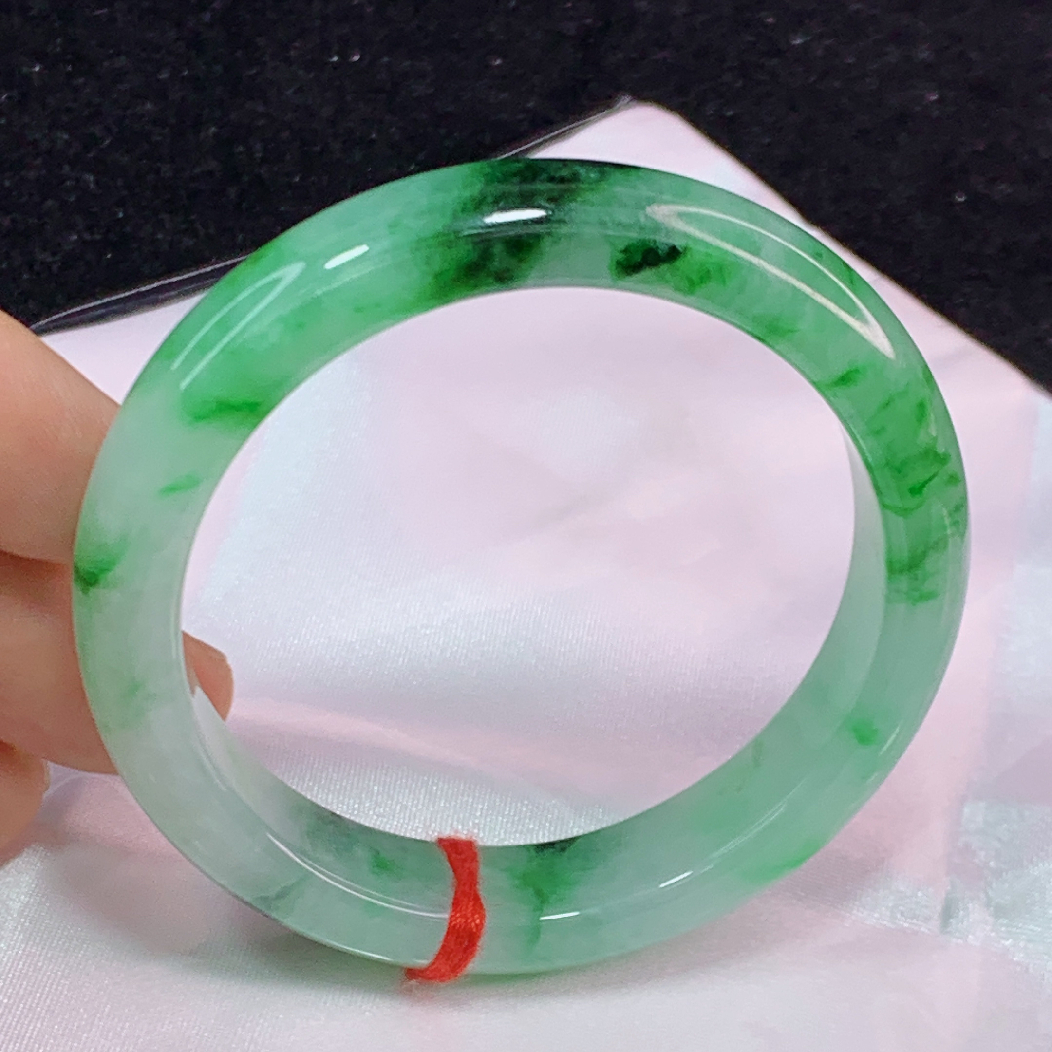 缅甸天然A货翡翠手镯冰透高品质高质量辣阳绿5354