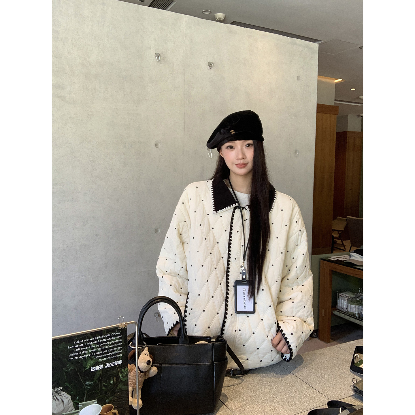 【雪国列车】秋冬韩系甜美可爱法式波点小众宽松小香风时尚棉服