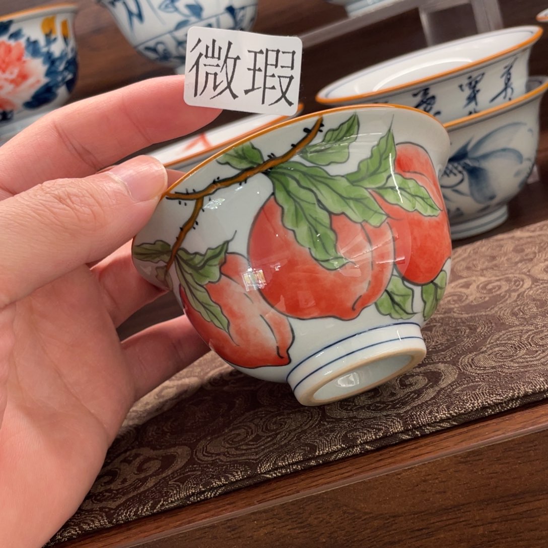 釉下手绘茶具微瑕