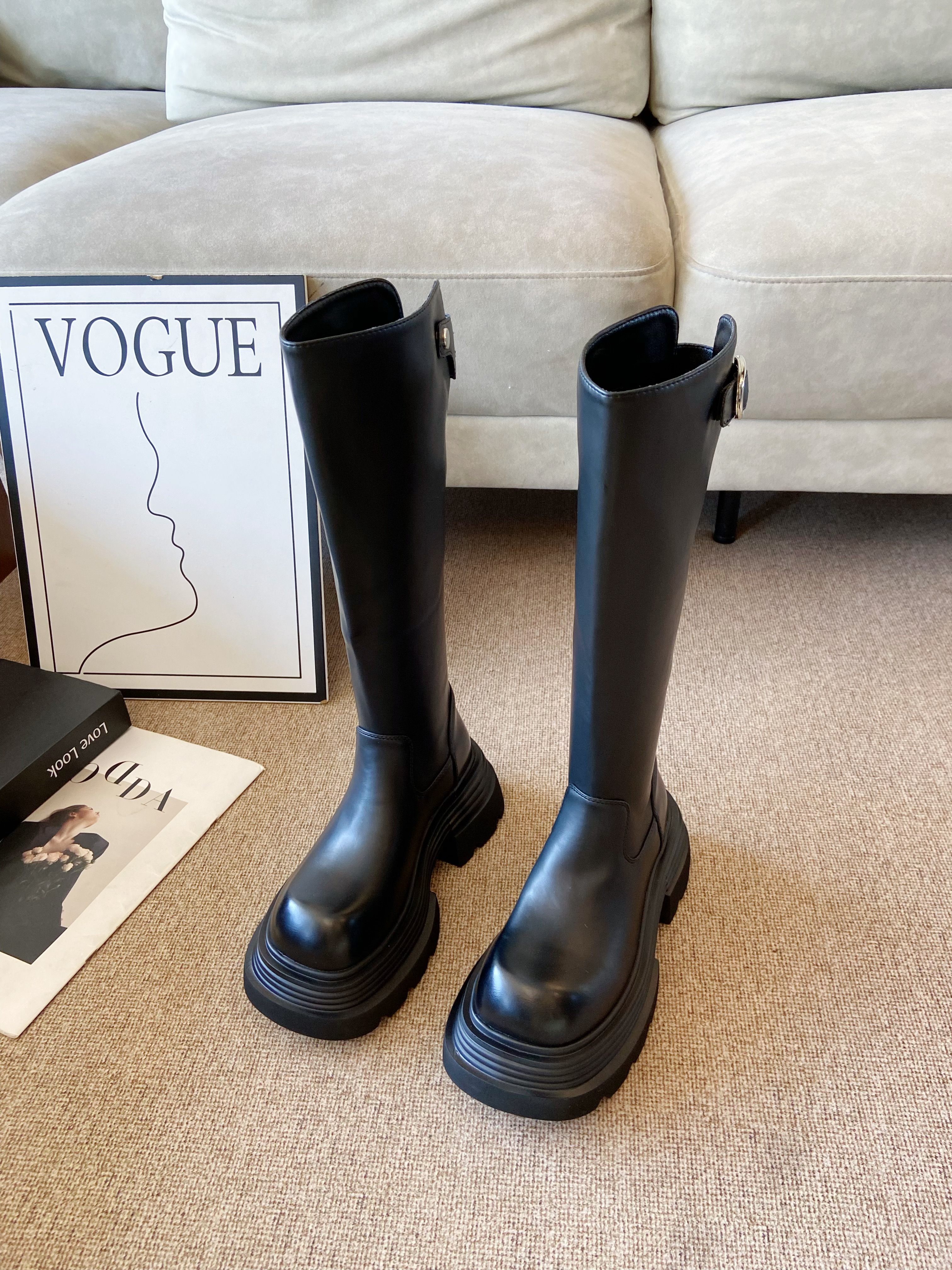 小个子增高长靴女厚底百搭高筒靴英伦风不过膝骑士靴2025秋冬爆款