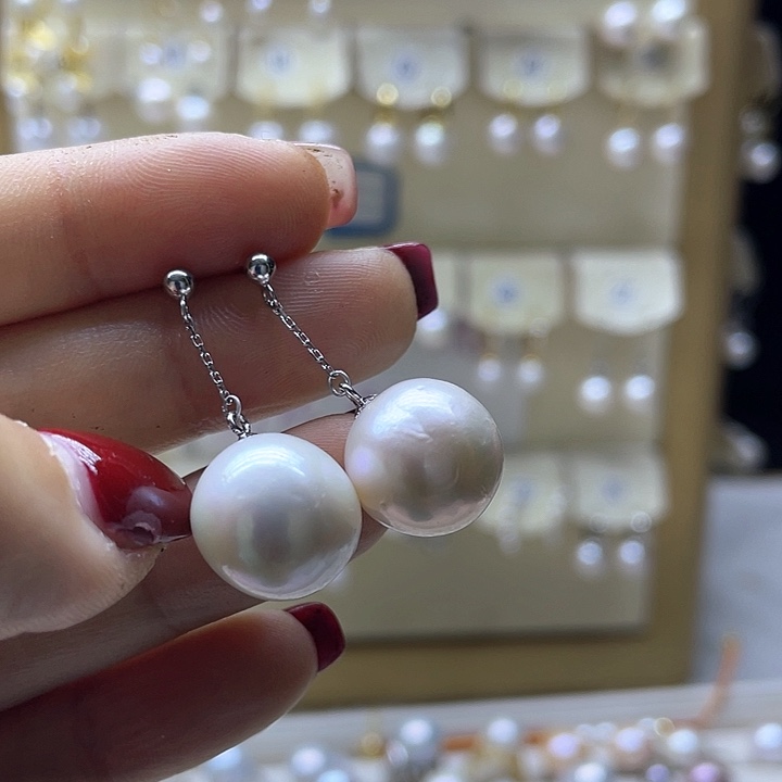 淡水珍珠耳饰银S925镶嵌