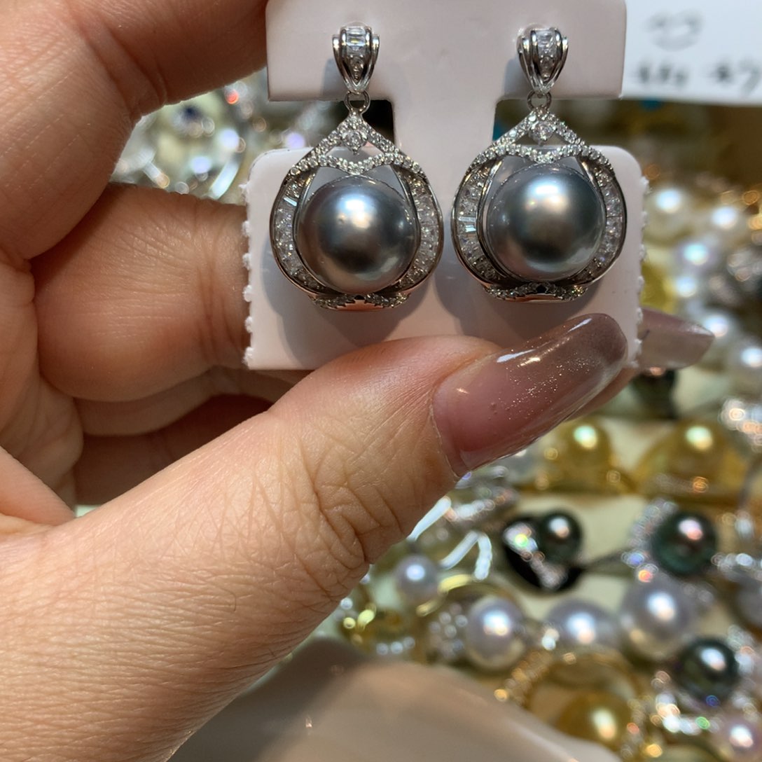 海水珍珠耳饰银S925镶嵌