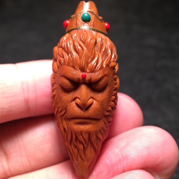 橄榄核雕刻单籽齐天大圣 生肖猴 苏工纯手工文玩挂件吊坠