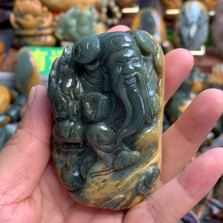 岫岩河磨玉（透闪石质玉）手把件未镶嵌