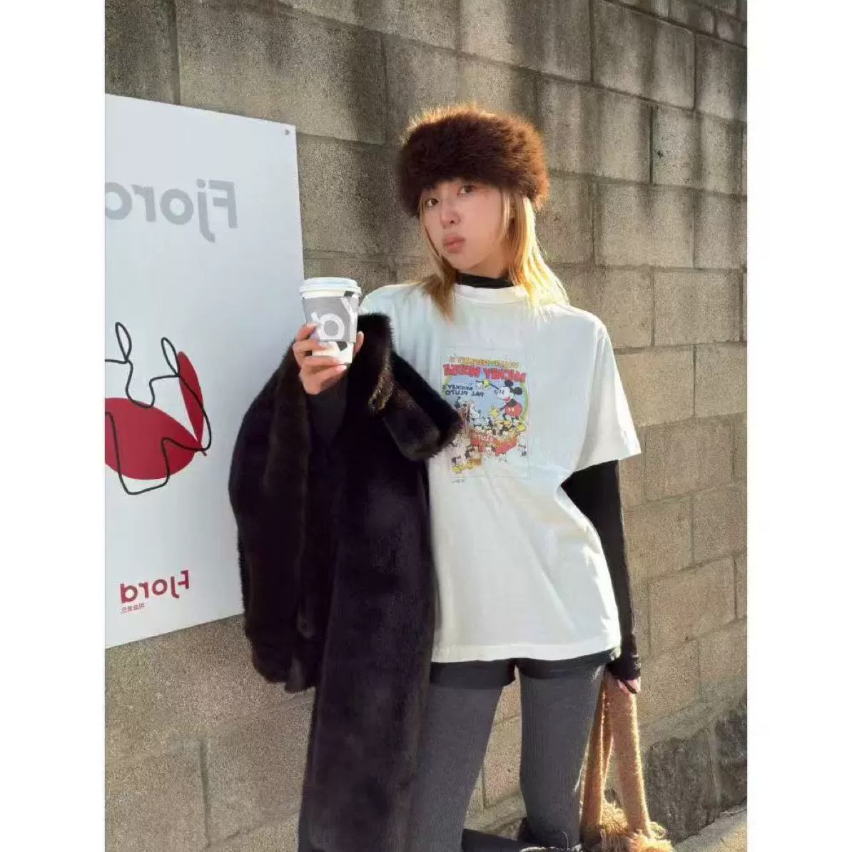韩国东大门jane birkin女趣味卡通米奇印花短袖T恤*