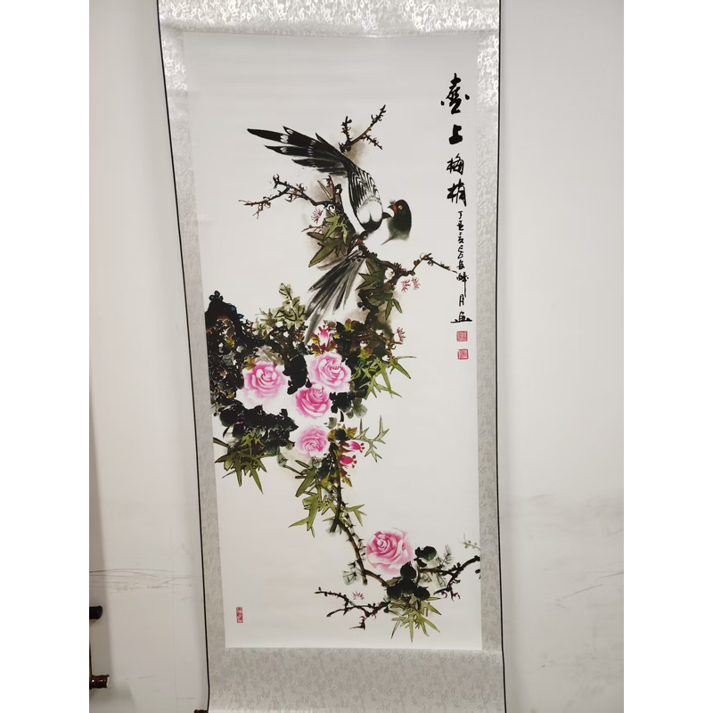 四尺《喜上眉梢》-竖幅-玄关-花鸟挂画