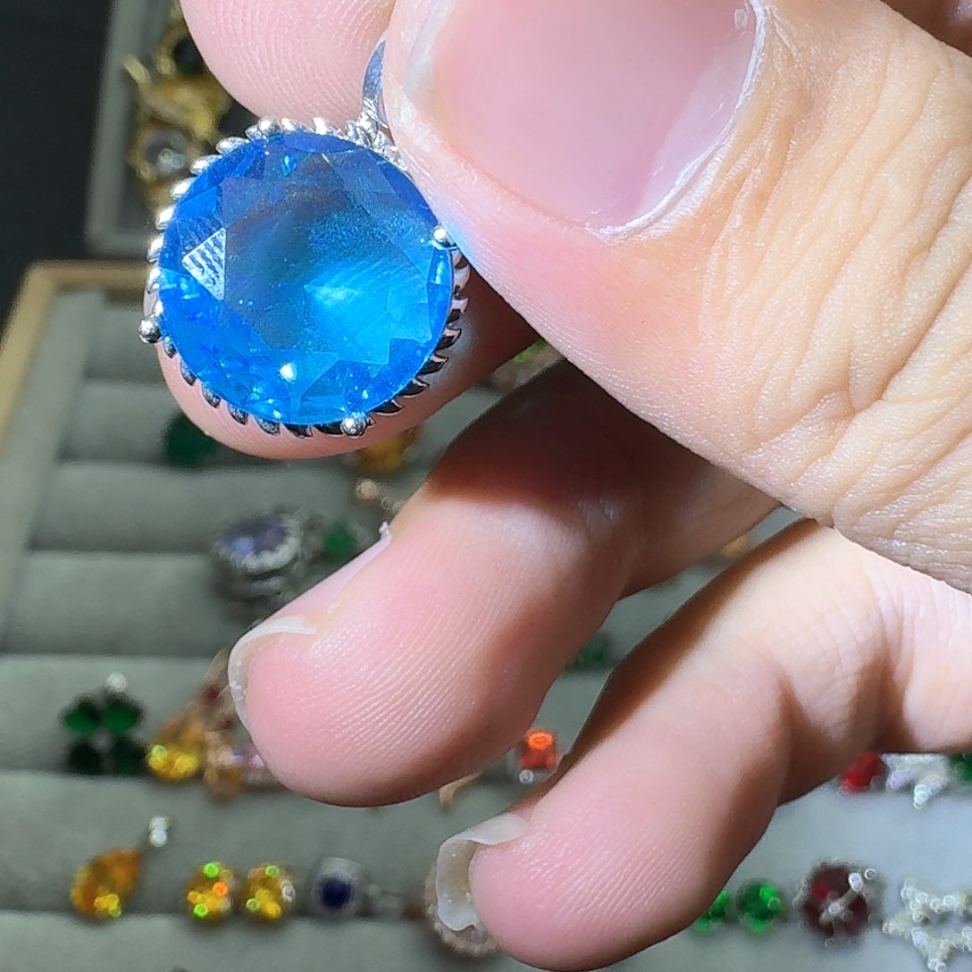 绿水晶戒指银S925镶嵌