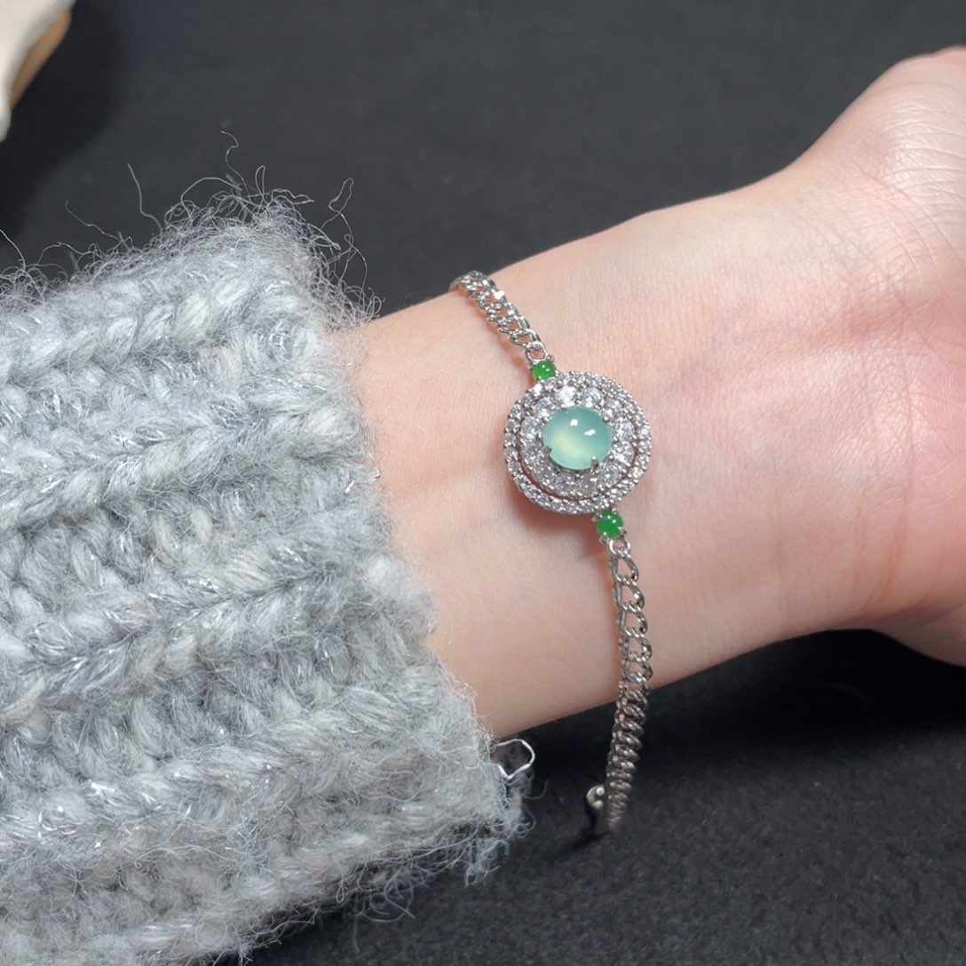 翡翠手链银S925镶嵌73369