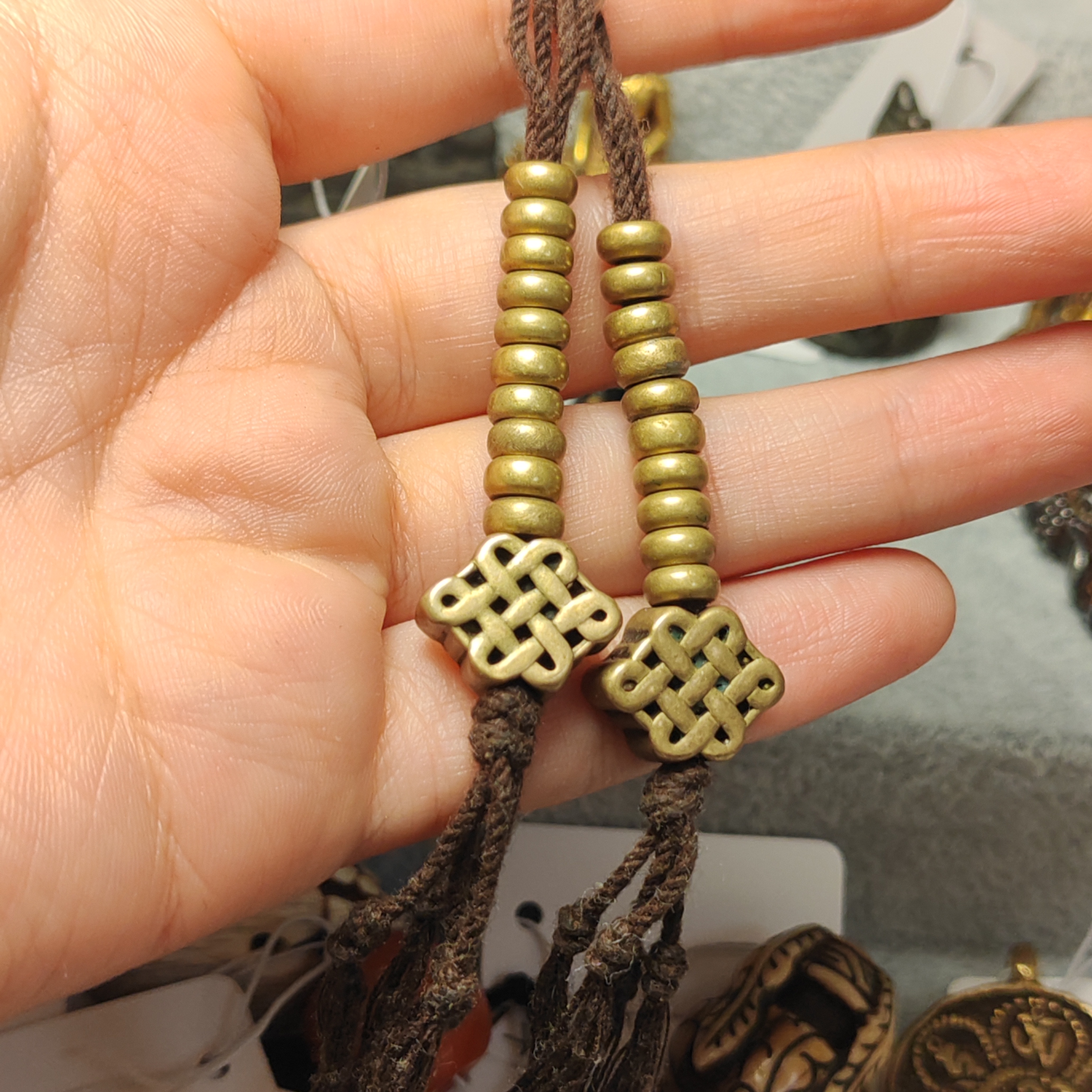 藏式黄铜铃杵计数器文玩配饰流苏侧挂记子数器金刚星月佛珠配件