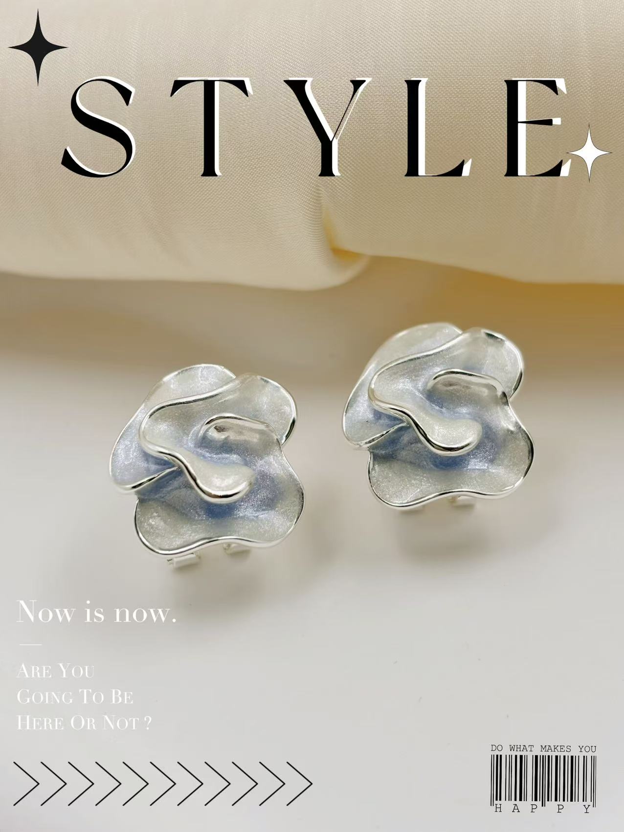 铜合金耳饰 25年爆款时尚设计感白色洋气山茶花耳扣女士独特耳饰