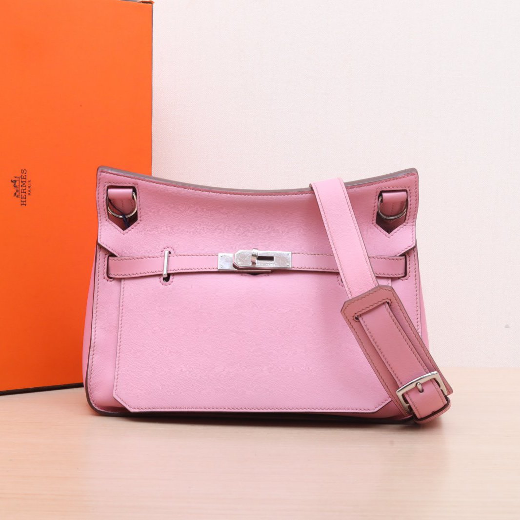95新 Hermes/爱马仕 小花黑黑吉普赛 28 樱花粉 Swift皮 框O 