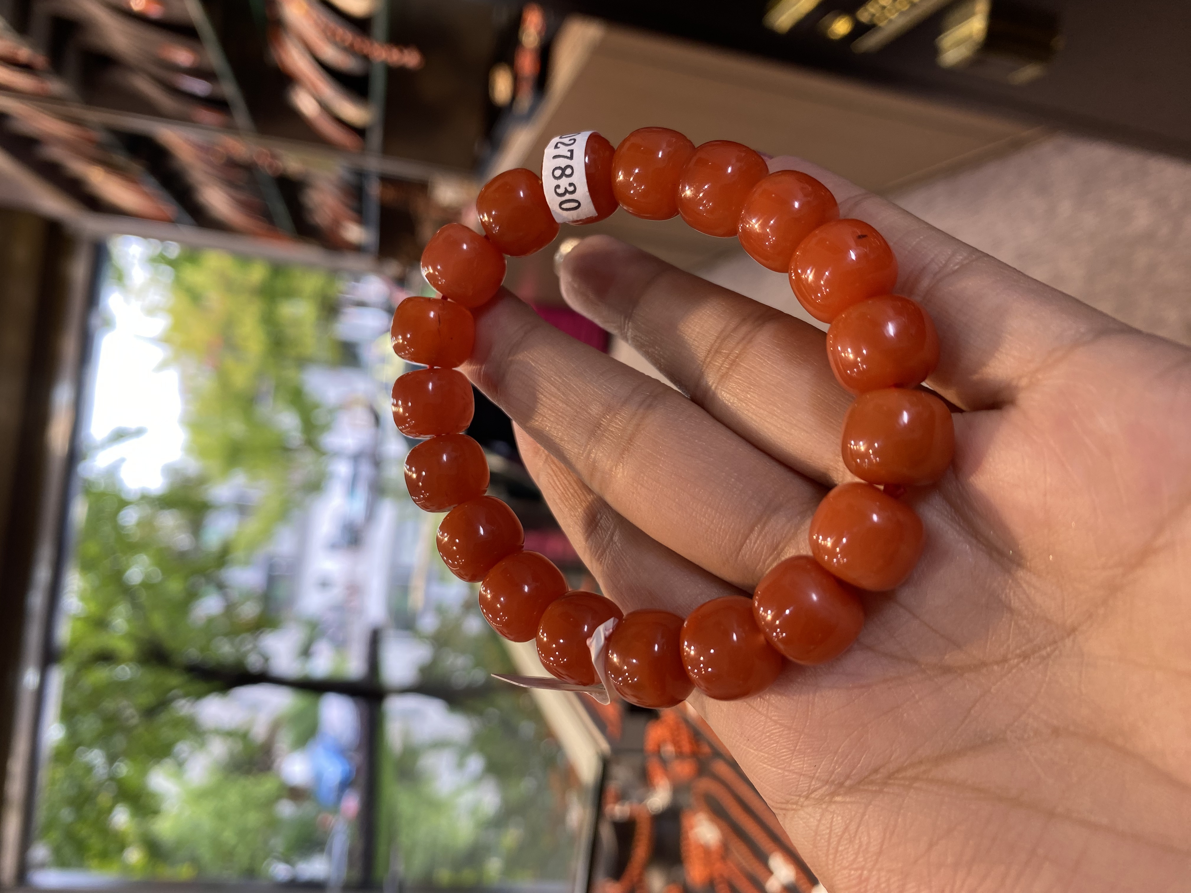 南红柿子红老型珠手串11.6mm