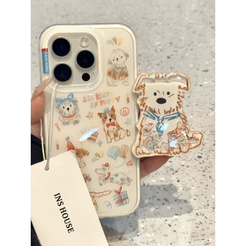 可爱涂鸦潦草小狗摇摇乐适用iphone17promax苹果15二合一手机壳14