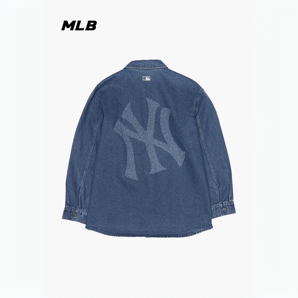 MLB官方男女情侣背标大标时尚长袖牛仔衬衫25秋季新款3ADRB0354
