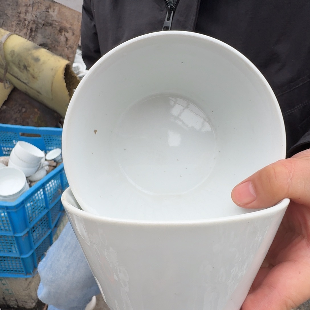 摆件景德镇高温陶瓷马蹄面碗2个