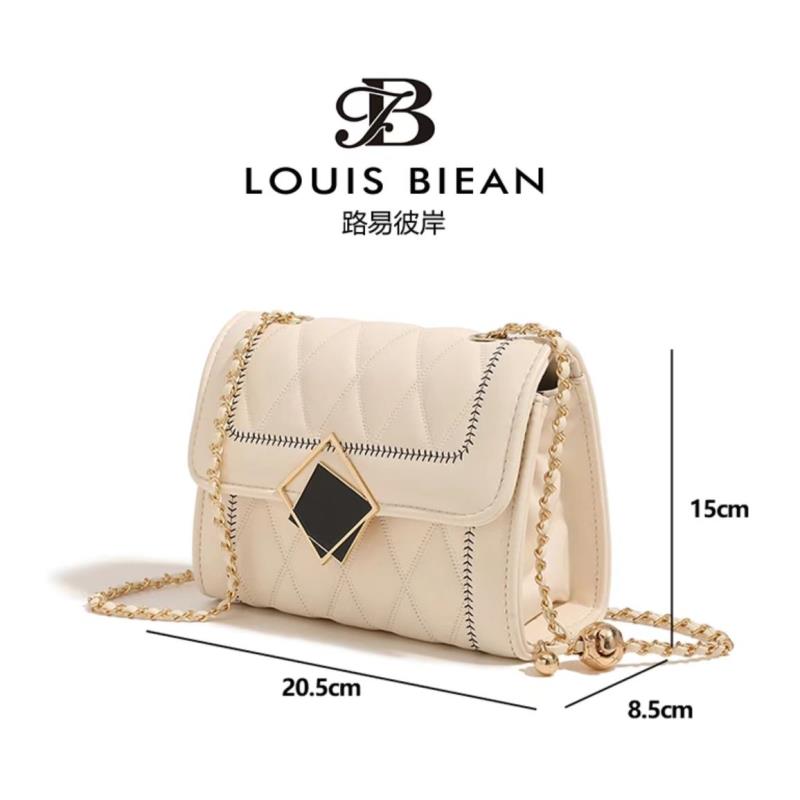 Louis biean 路易彼岸新款单肩斜挎包女包菱格小包6083白色
