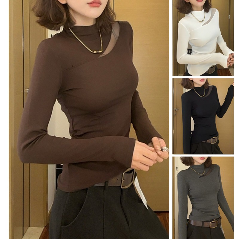 加厚加绒半高领新款保暖打底衫女款爆款2025新款秋冬长袖长款t恤