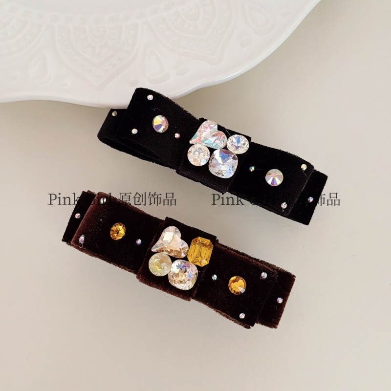 Pink Girl  T537秋冬精致丝绒轻奢弹簧夹8cm气质小香风高级发夹