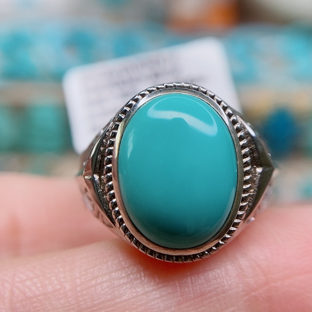 绿松石戒指银S925镶嵌