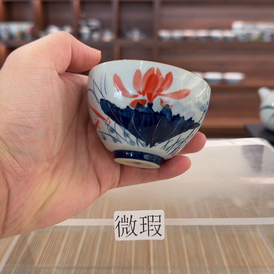 釉下手绘茶具微瑕