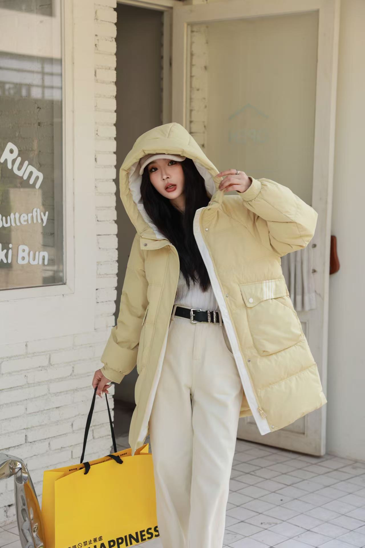 清 休闲短款韩版中长款冬装加厚款连帽羽绒服