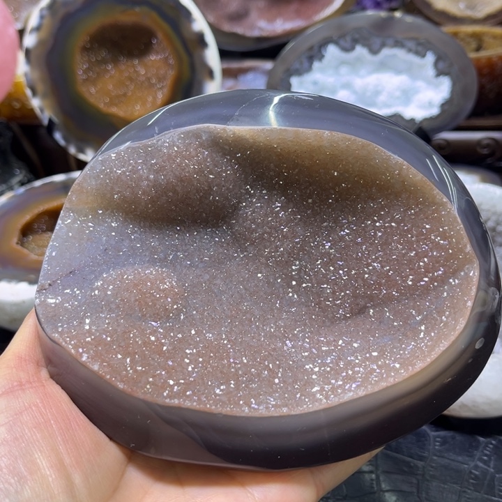 水晶未镶嵌珠宝半成品星空粉盘