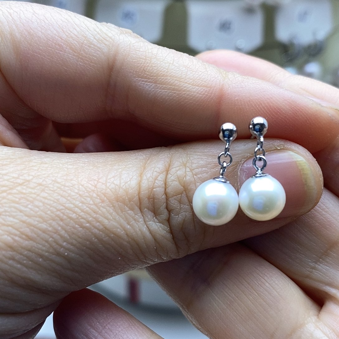 淡水珍珠耳饰银S925镶嵌