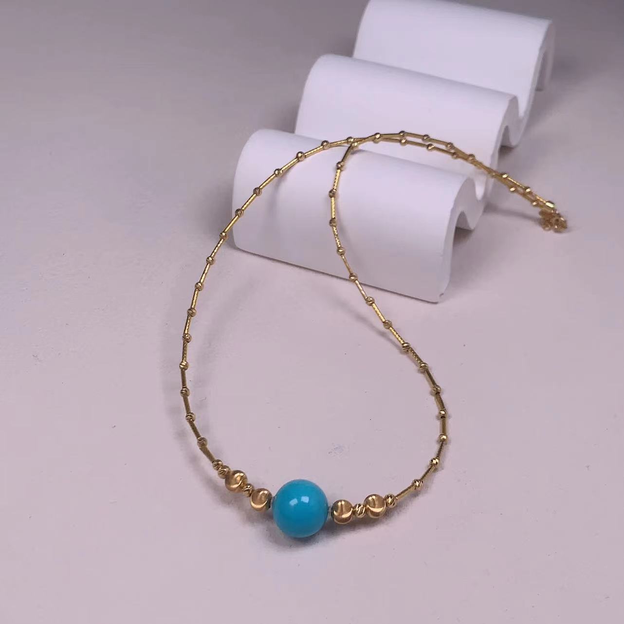 【老掌柜】18K/单珠/绿松石项链  DKT030953