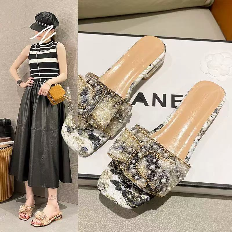 《糖糖福利》新中式国风外穿包头拖鞋女2025年新款盘扣