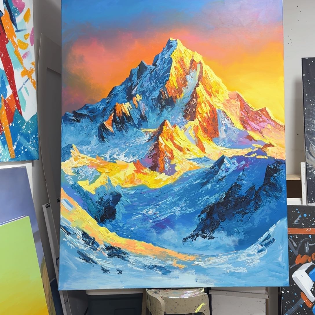 我***孩丙烯画金山不加框大树