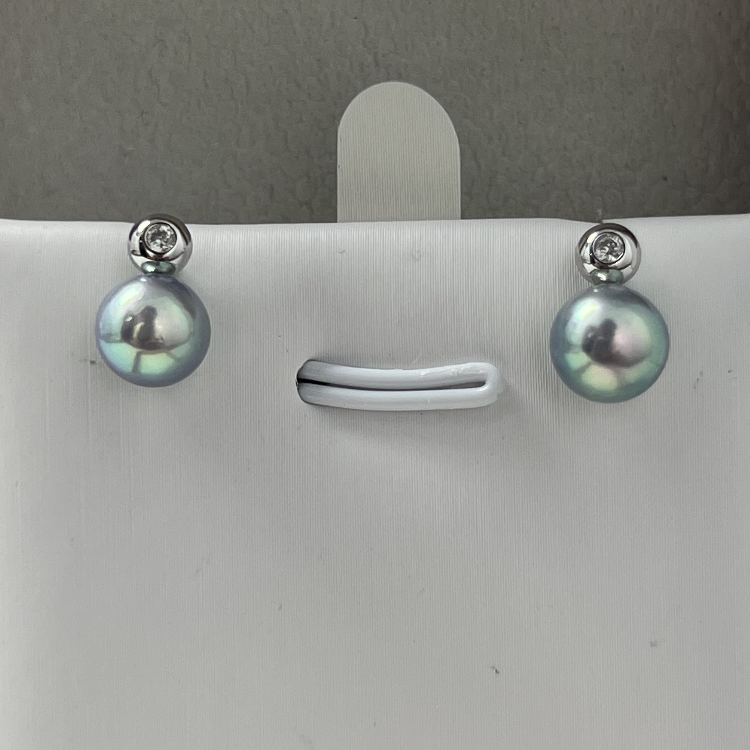 天然海水真多麻珍珠耳钉7-8mm经典时尚