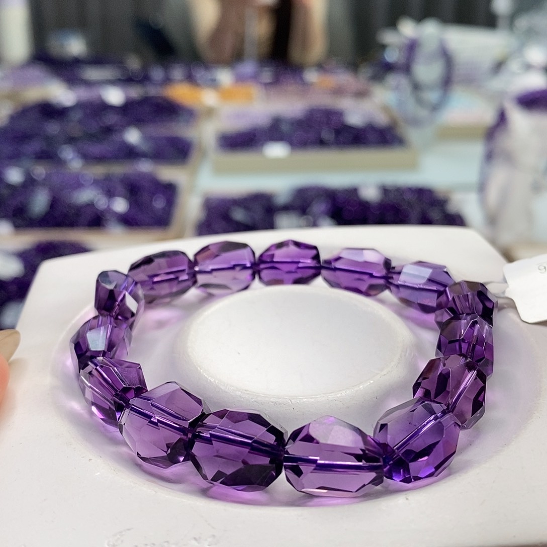 未镶嵌手串水晶巴西紫水晶钻切11M