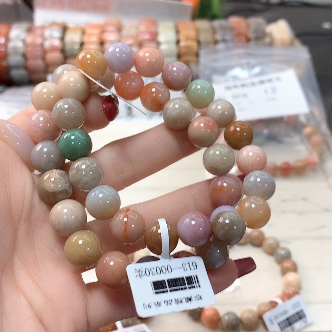 硅化珊瑚（珊瑚玉）手链未镶嵌深**山199