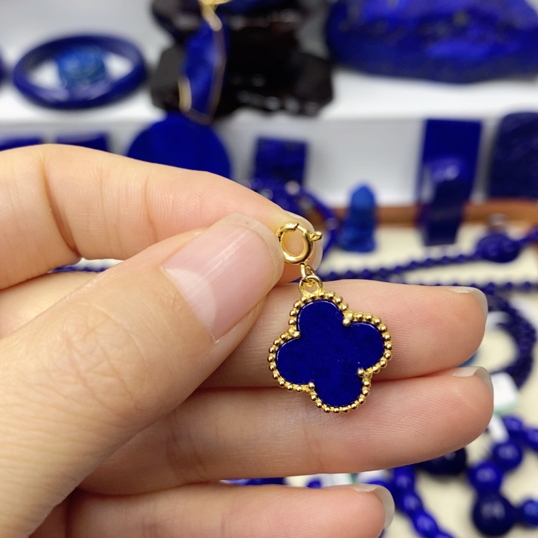 青金石耳饰银S925镀金镶嵌