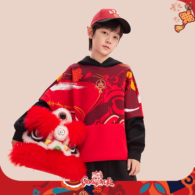 安踏儿童26年新款童服儿童针织套头衫秋冬男大童卫衣运动上衣-ZB