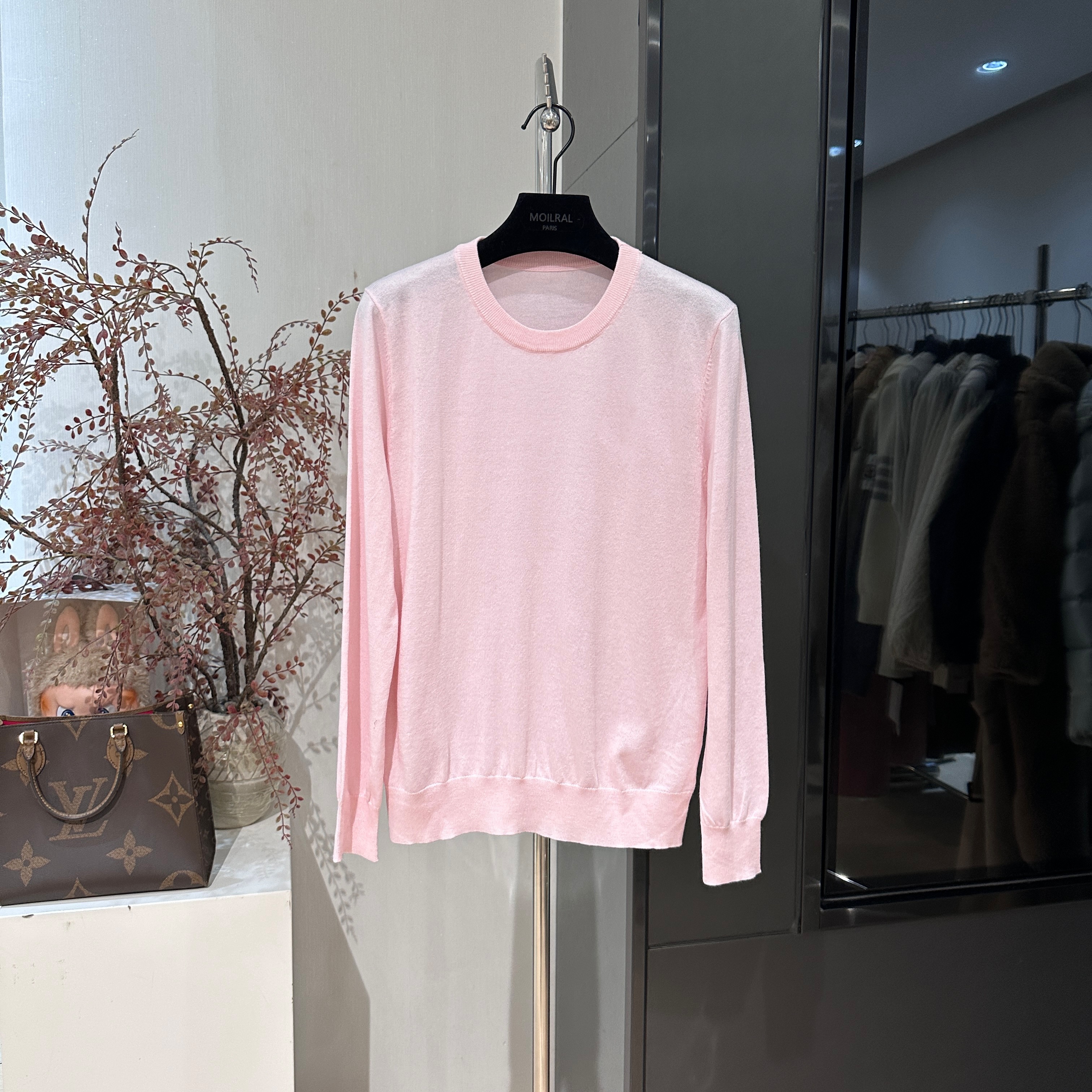 LT针织衫女U型领宽松型针织上衣镂空百搭落肩袖007