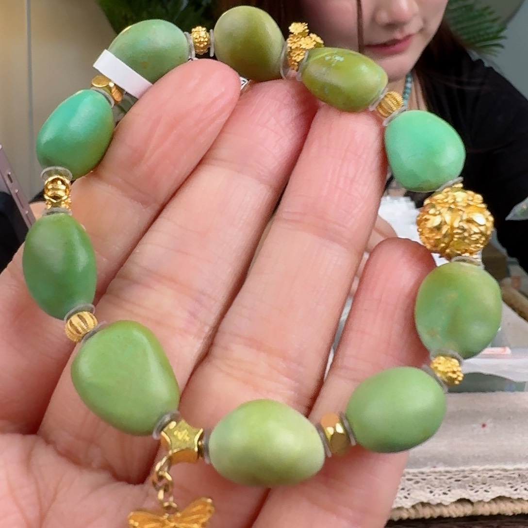 绿松石珠宝奇石18K金镶嵌