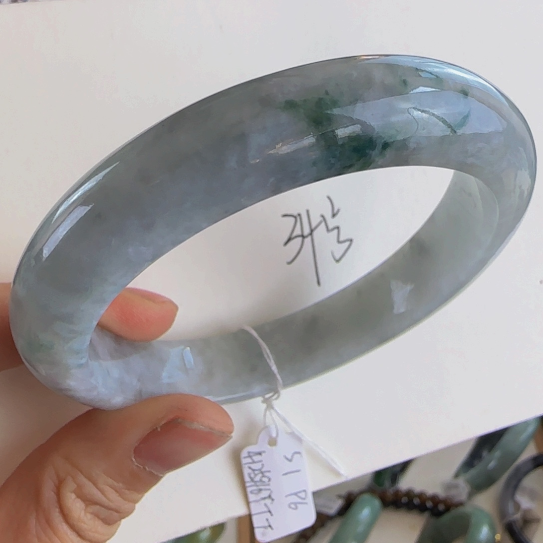 翡翠手镯未镶嵌老坑59.4木那雪花此生与你共白头