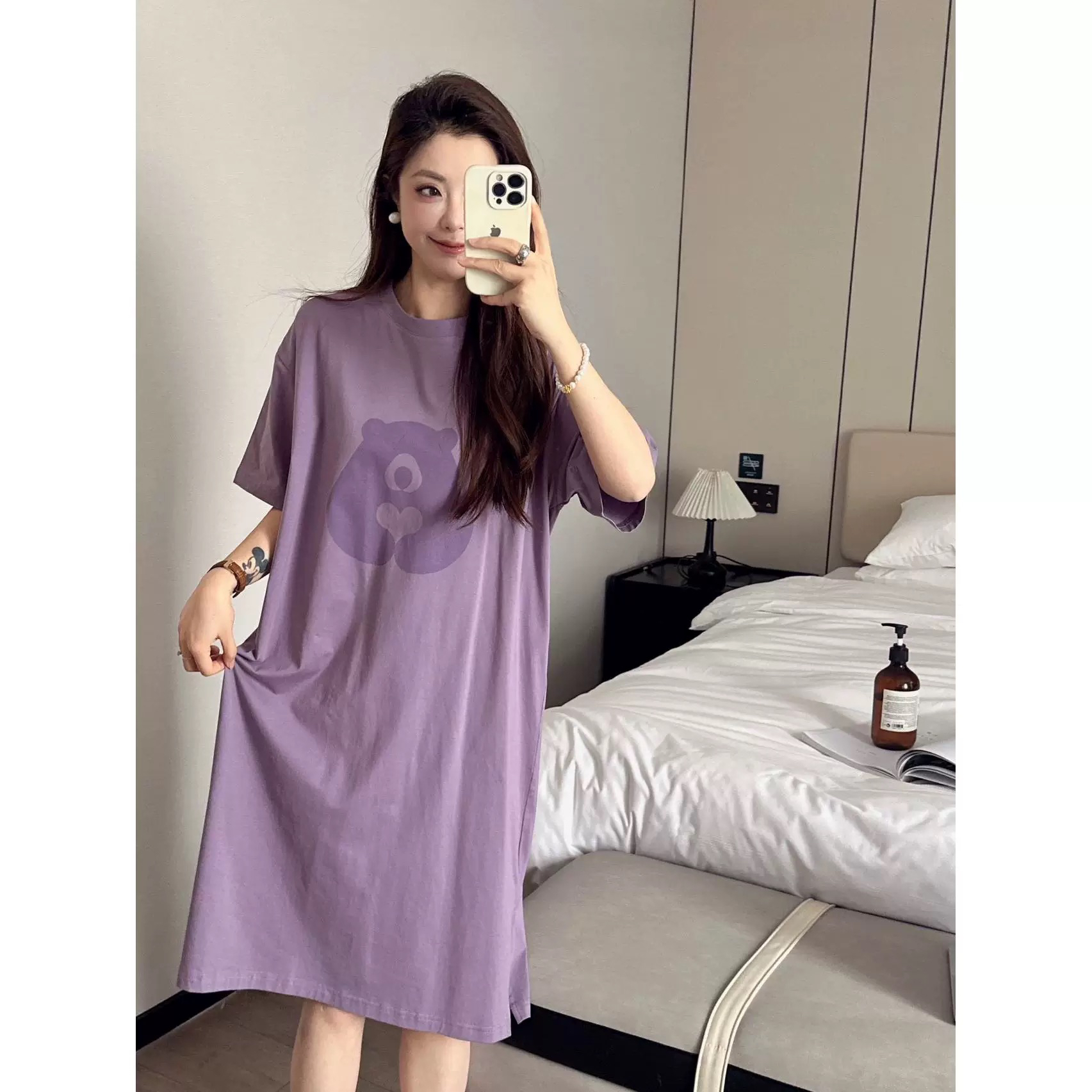 【S.宋小暖】春夏季宽松舒适多巴胺懒熊睡裙可外穿家居服睡衣2802