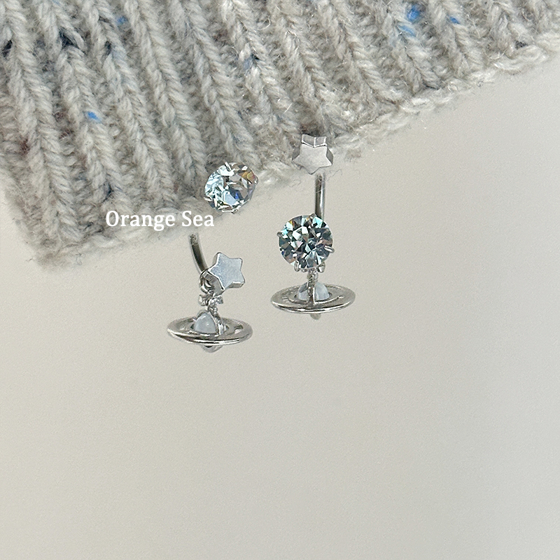 钛钢耳饰 Orange Sea超闪华子马蹄环钛钢土星星球吊坠耳钉E252