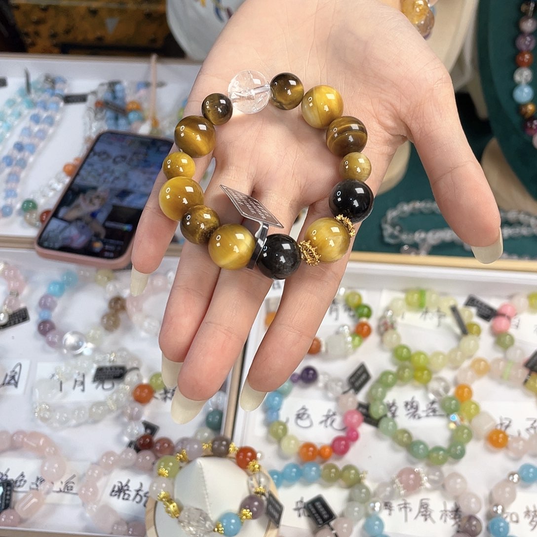 水晶手链银S925镀金镶嵌