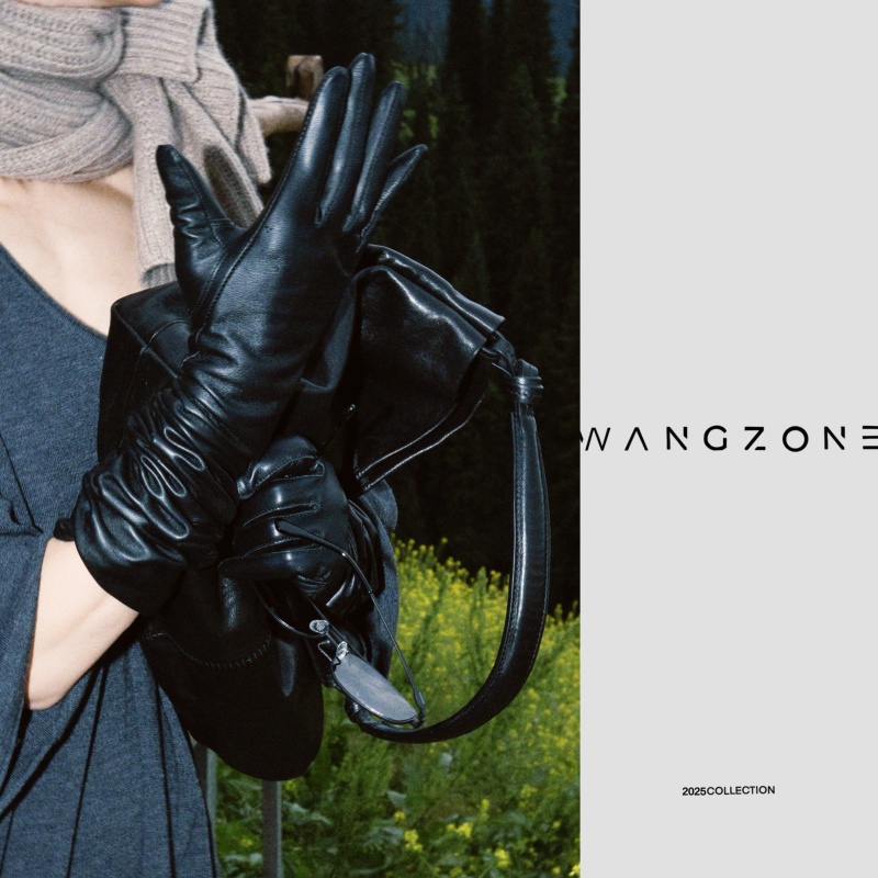 WANG ZONE | 中古款复古羊皮造型感时髦长款保暖防风真皮手套