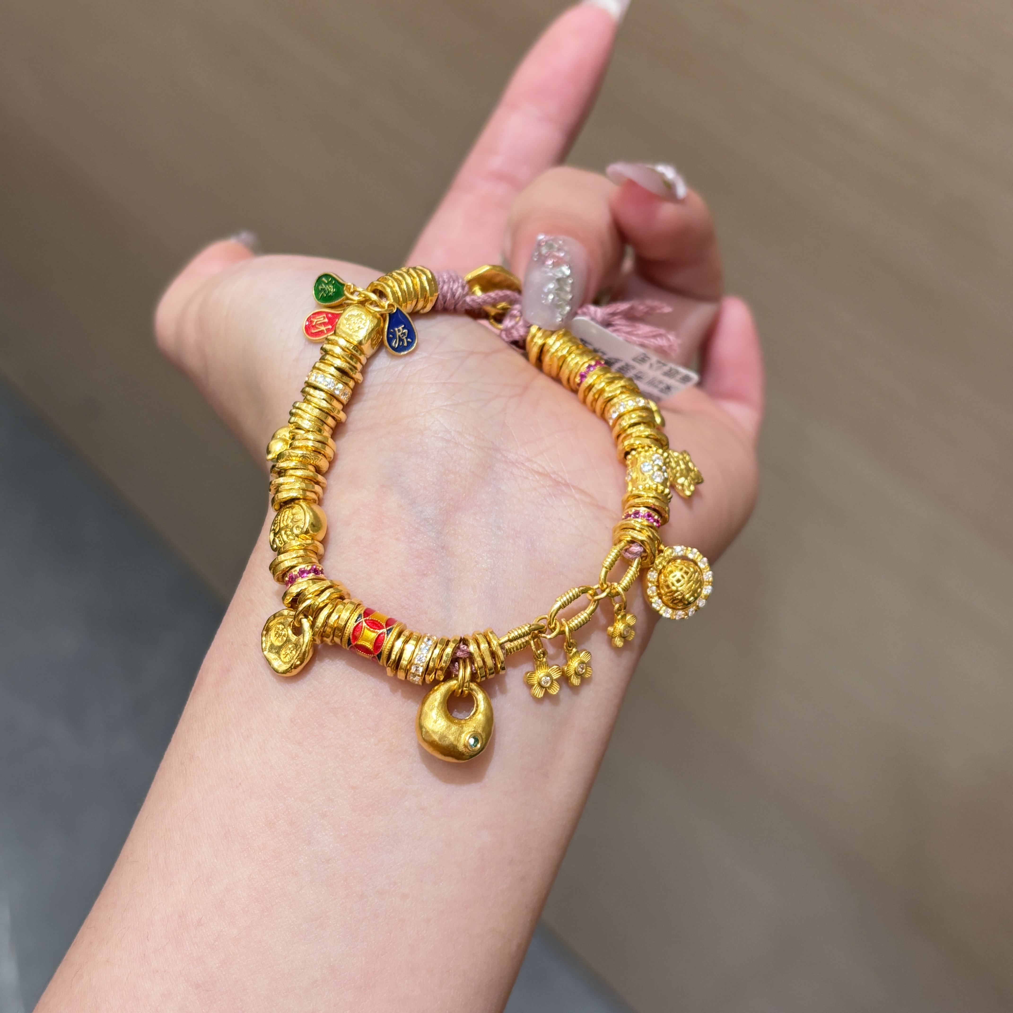 【菠萝珠宝】足金999 跑环多宝手串 金重 47.08克