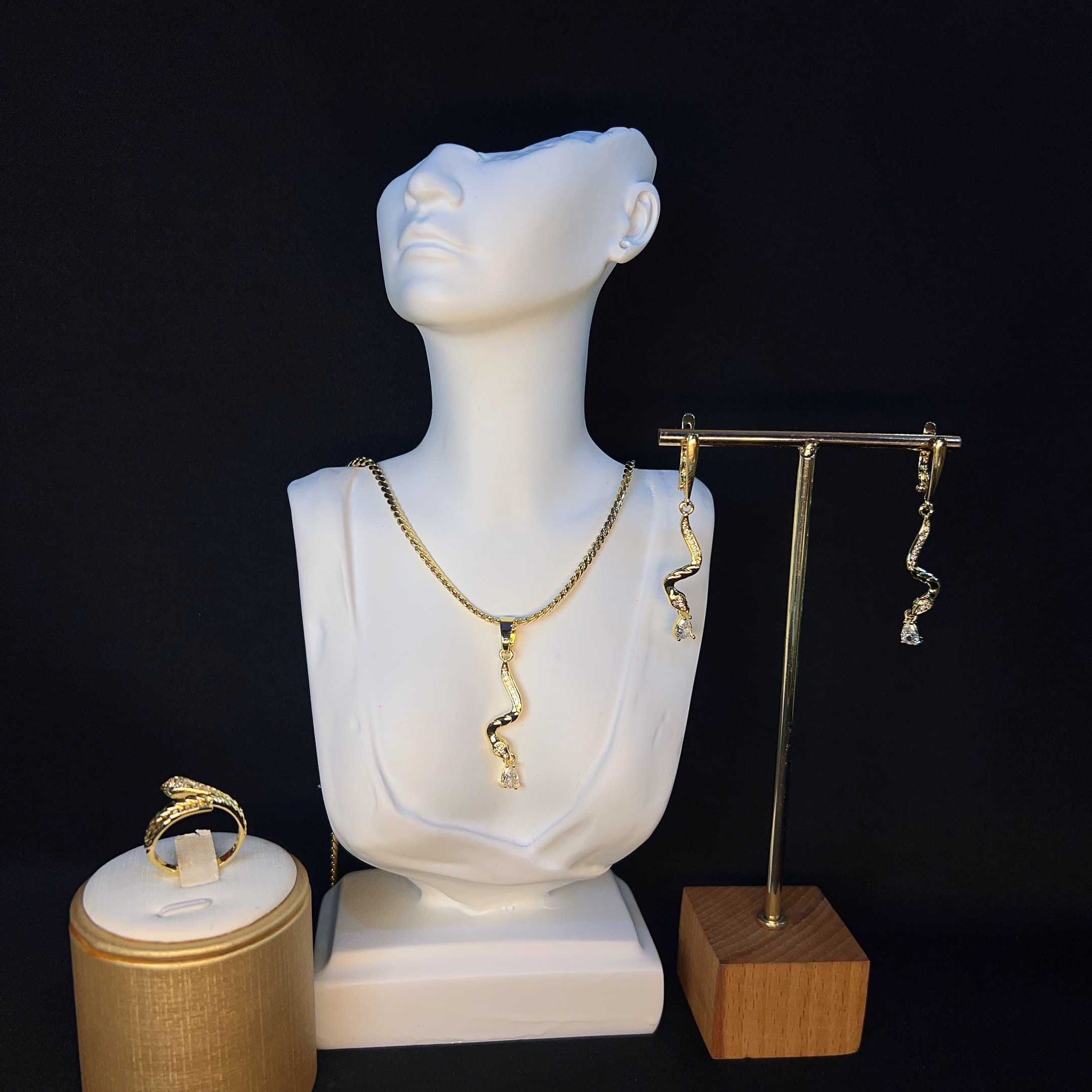 铜合金锆石项链 哈尼西牧时尚百搭三件套#0008589