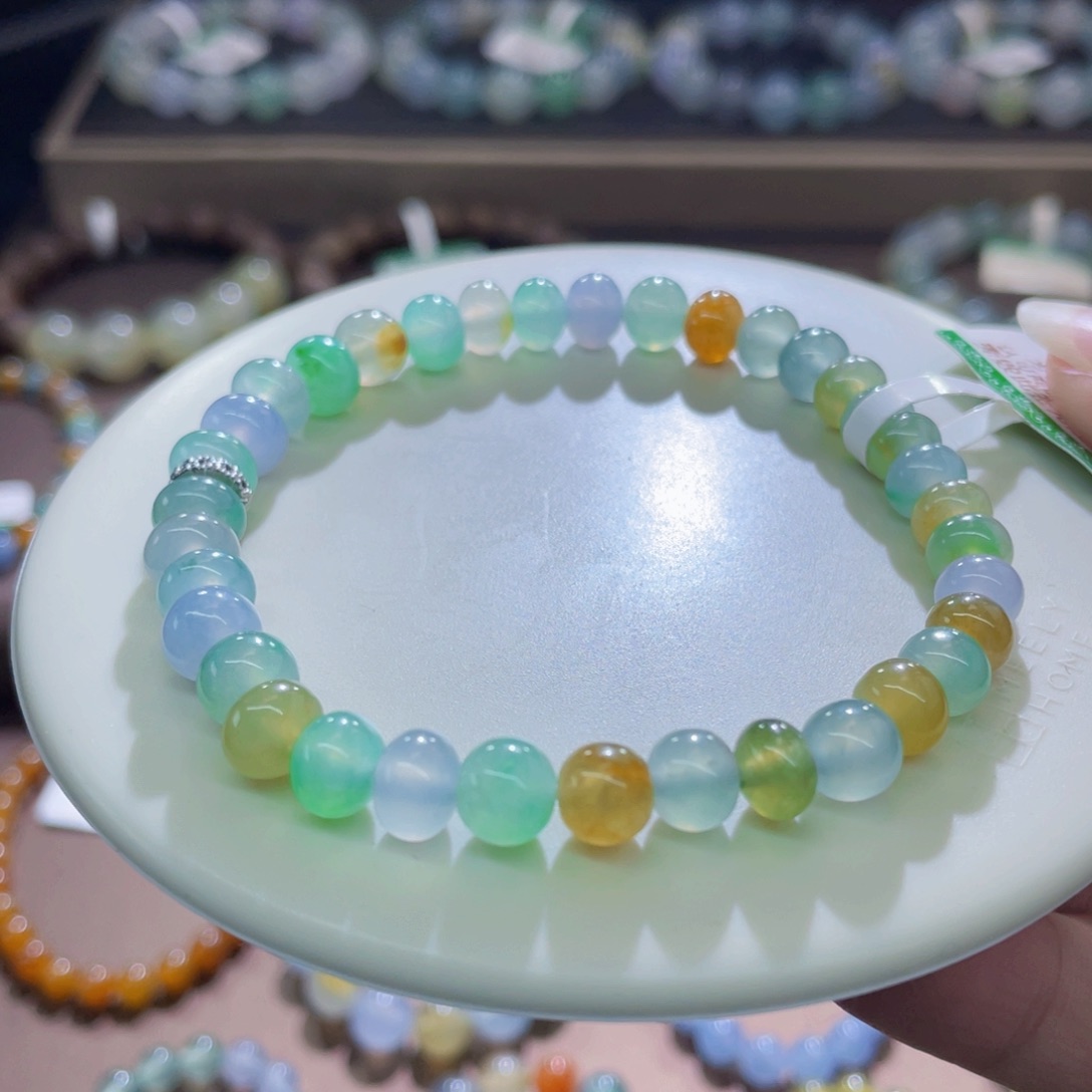 未镶嵌手链翡翠梦幻彩手串