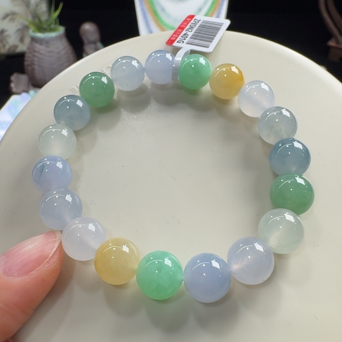 翡翠未镶嵌手链冰胶果冻马卡龙多宝单圈10mm