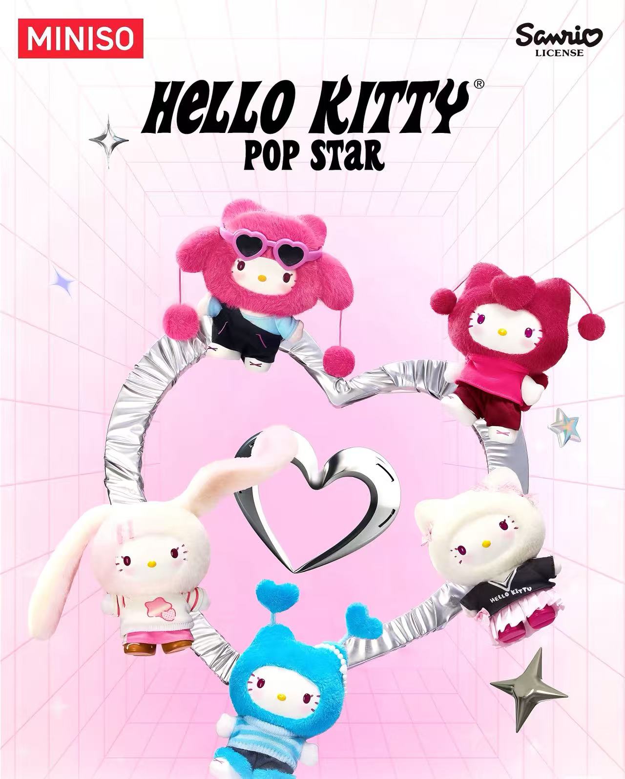 MINISO  HELLO KITTY Pop Star系列搪胶毛绒玩偶挂饰件盲盒