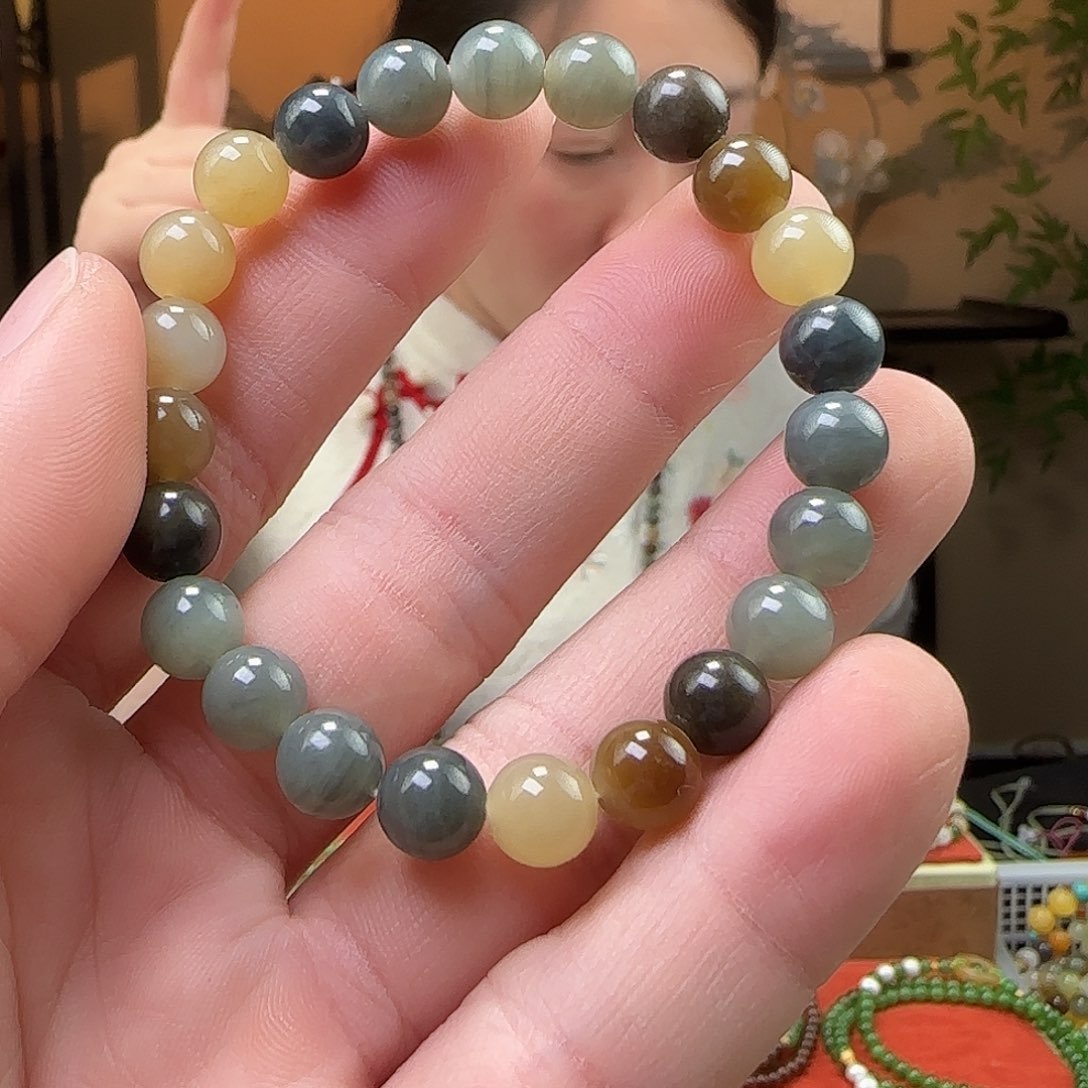 和田玉手链未镶嵌卡8mm