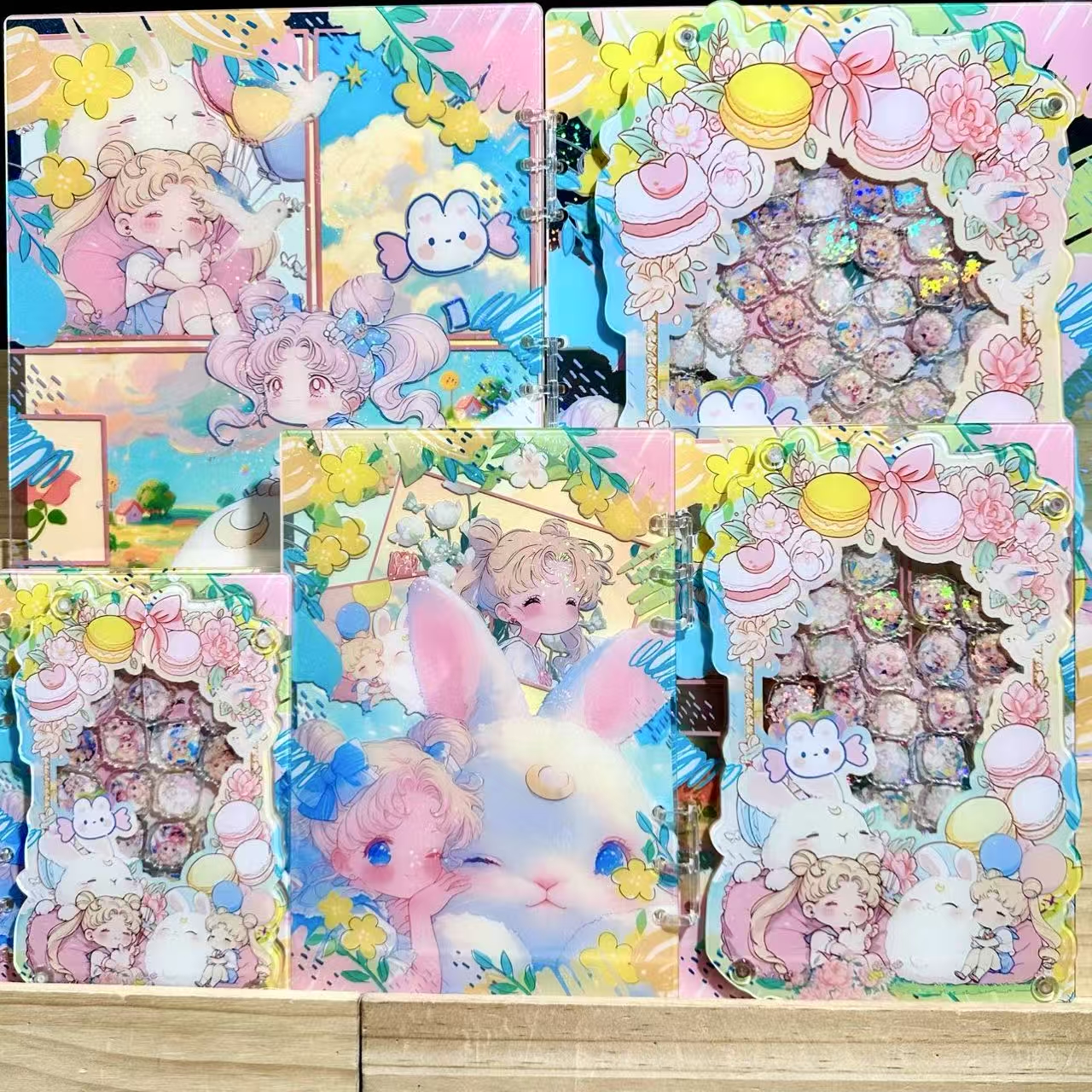 （异形玉兔美战高定摇摇本套餐）活页本手工DIY收纳盒亚克力